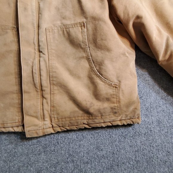 VINTAGE CARHARTT BRN ARCTIC QUILT LINED DUCK CANVAS BROWN JACKET SIZE XL - Picture 6 of 16